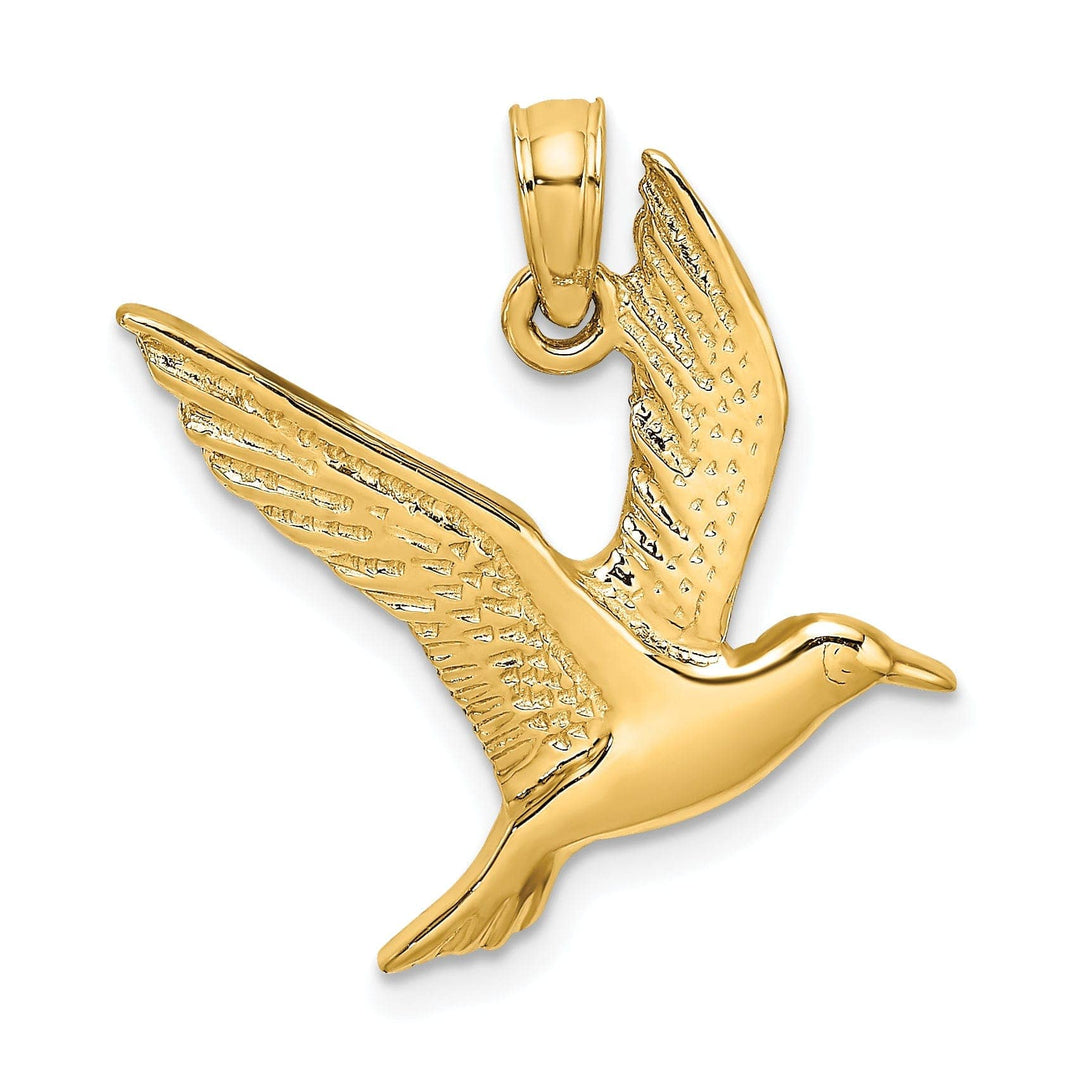 Lovely Rita's Pendants & Charms 14K Yellow Gold Textured Polished Finish Flying Seagull Charm Pendant