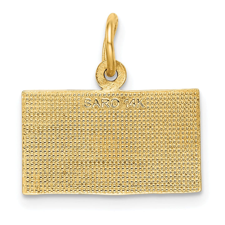 Lovely Rita's Pendants & Charms 14k Yellow Gold Textured Polished Finish God Bless America U.S.A Flag Charm Pendant