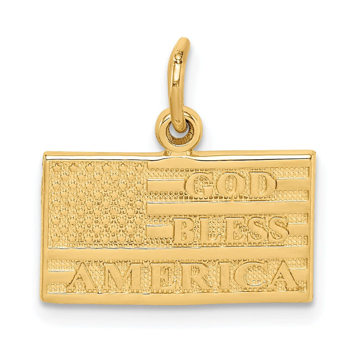 Lovely Rita's Pendants & Charms 14k Yellow Gold Textured Polished Finish God Bless America U.S.A Flag Charm Pendant