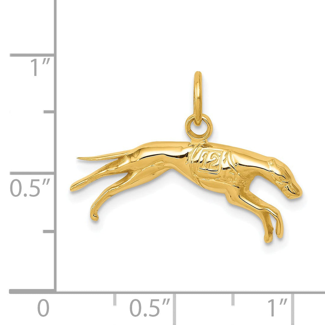 Lovely Rita's Pendants & Charms 14k Yellow Gold Textured Polished Finish Greyhound Dog Charm Pendant