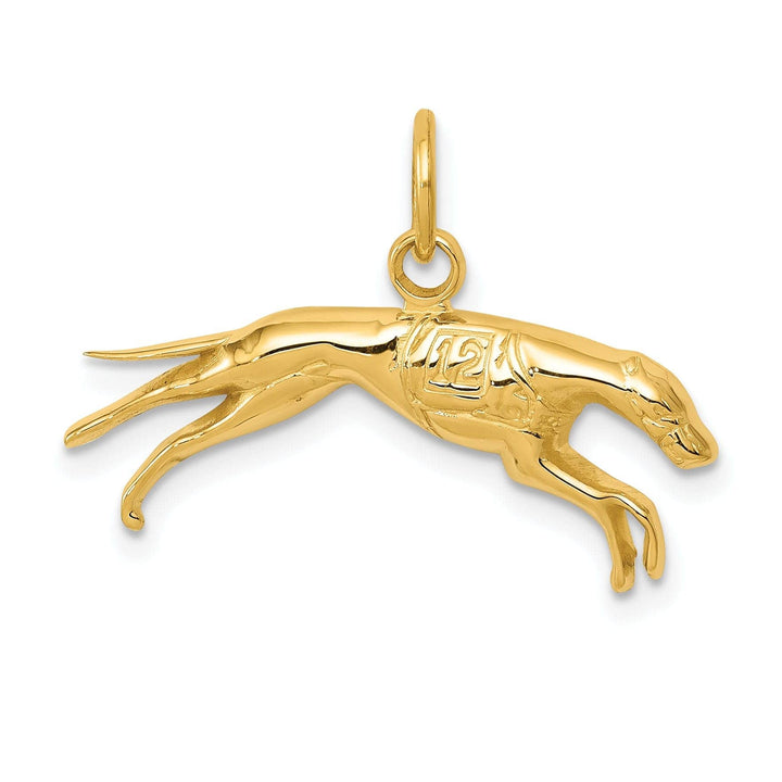 Lovely Rita's Pendants & Charms 14k Yellow Gold Textured Polished Finish Greyhound Dog Charm Pendant