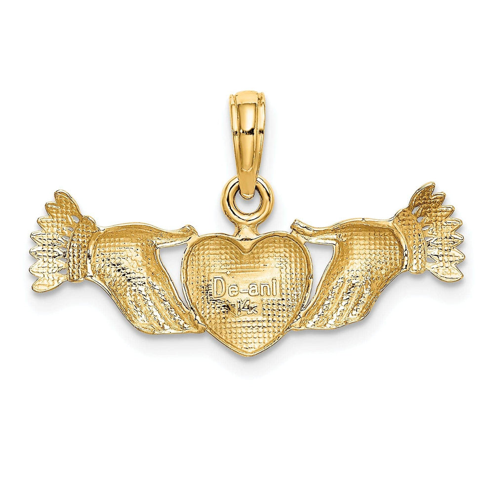 Lovely Rita's Pendants & Charms 14K Yellow Gold Textured Polished Finish Hands Holding Heart Charm Pendant