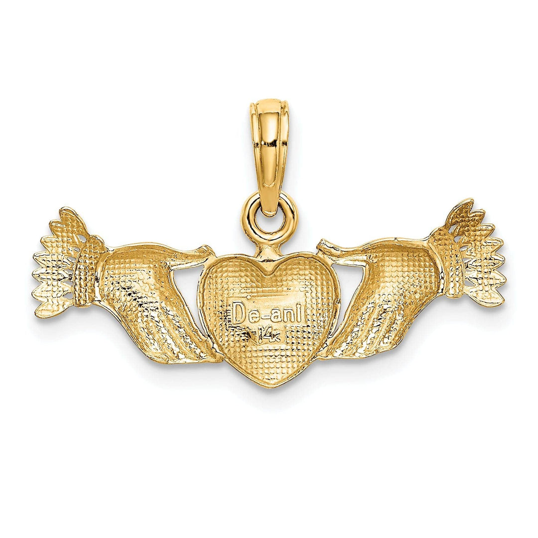 Lovely Rita's Pendants & Charms 14K Yellow Gold Textured Polished Finish Hands Holding Heart Charm Pendant