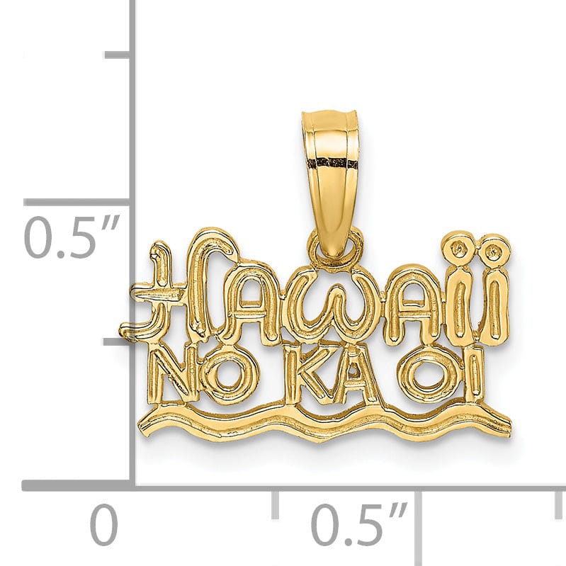 Lovely Rita's Pendants & Charms 14k Yellow Gold Textured Polished Finish HAWAII NO KA OI Charm Pendant