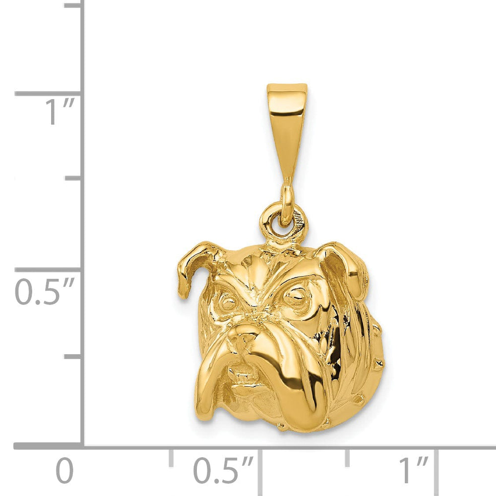 Lovely Rita's Pendants & Charms 14K Yellow Gold Textured Polished Finish Head Bull Dog Design Charm Pendant