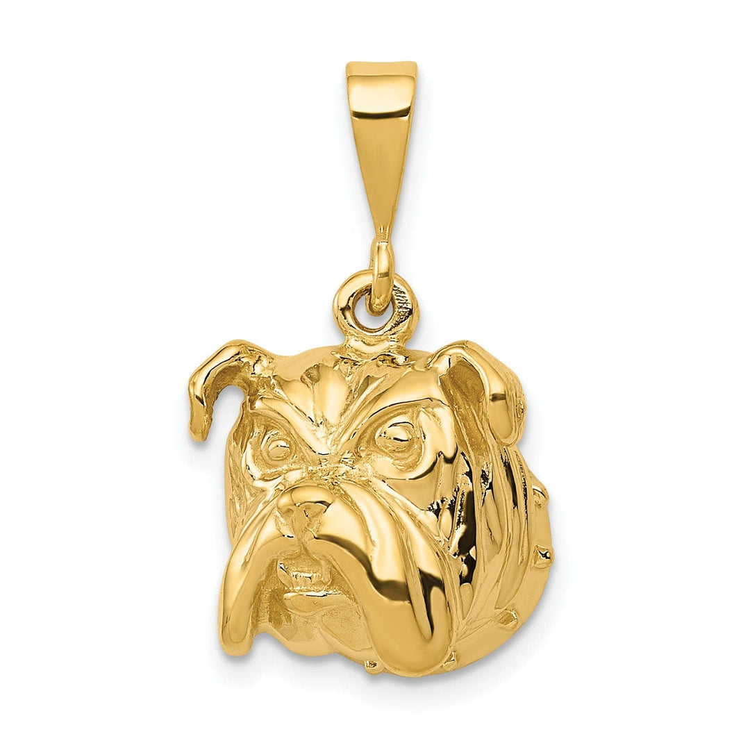 Lovely Rita's Pendants & Charms 14K Yellow Gold Textured Polished Finish Head Bull Dog Design Charm Pendant