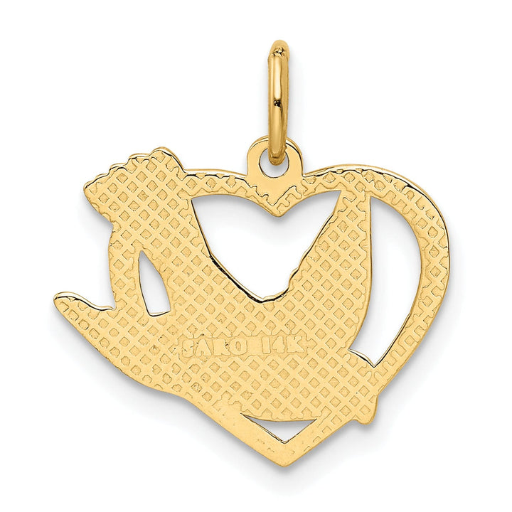 Lovely Rita's Pendants & Charms 14k Yellow Gold Textured Polished Finish Heart Design Dove Bird Sign Of Peace Charm Pendent