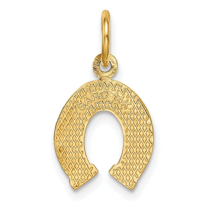 Lovely Rita's Pendants & Charms 14k Yellow Gold Textured Polished Finish Horseshoe Charm Pendant