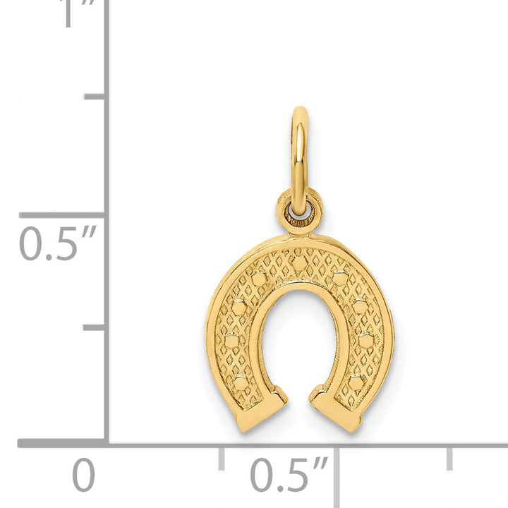 Lovely Rita's Pendants & Charms 14k Yellow Gold Textured Polished Finish Horseshoe Charm Pendant