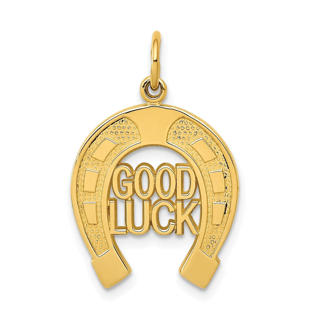Lovely Rita's Pendants & Charms 14k Yellow Gold Textured Polished Finish Horseshoe Good Luck Charm Pendant