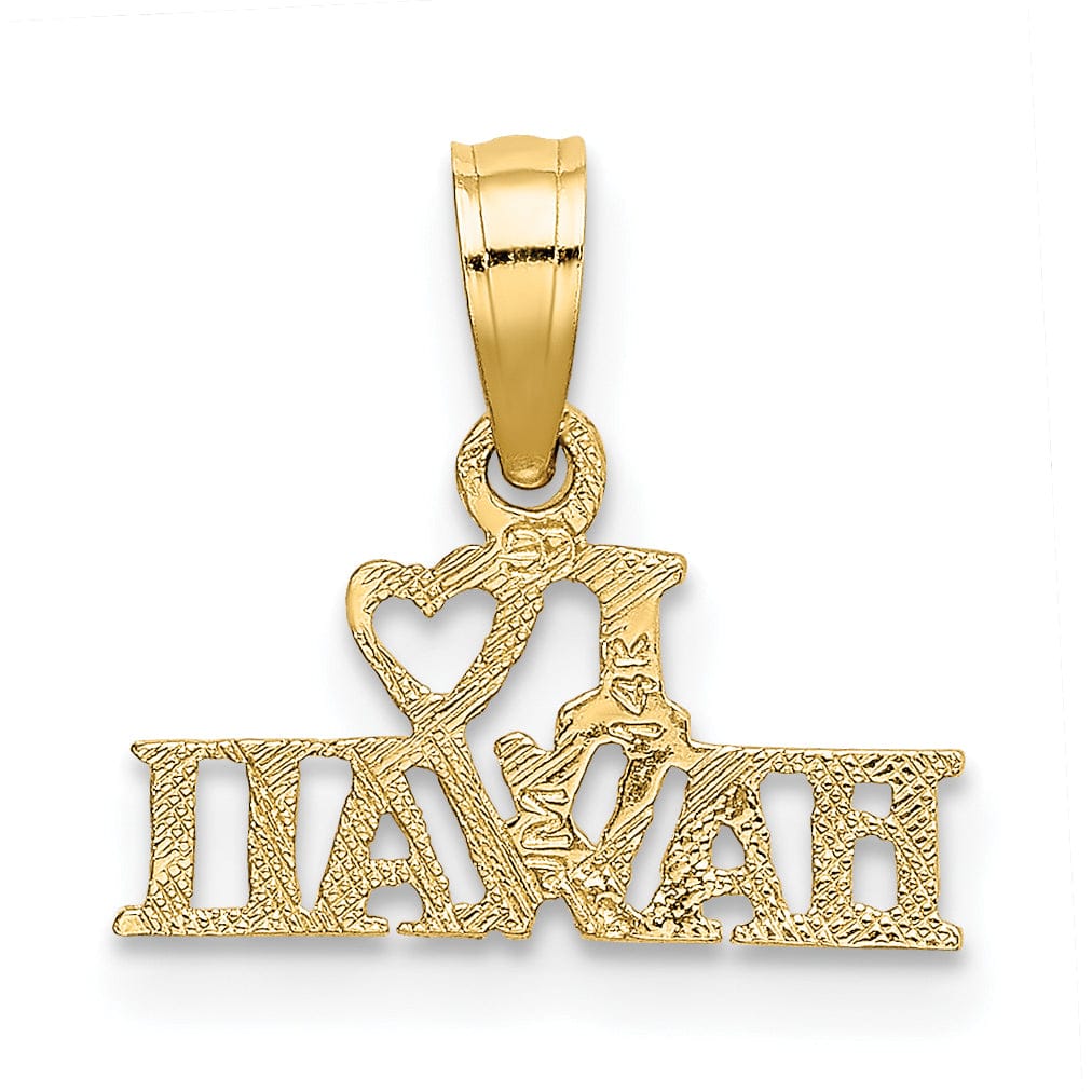 Lovely Rita's Pendants & Charms 14k Yellow Gold Textured Polished Finish I HEART HAWAII Design Charm Pendant