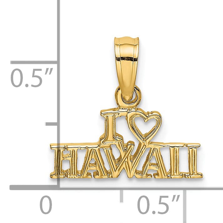 Lovely Rita's Pendants & Charms 14k Yellow Gold Textured Polished Finish I HEART HAWAII Design Charm Pendant