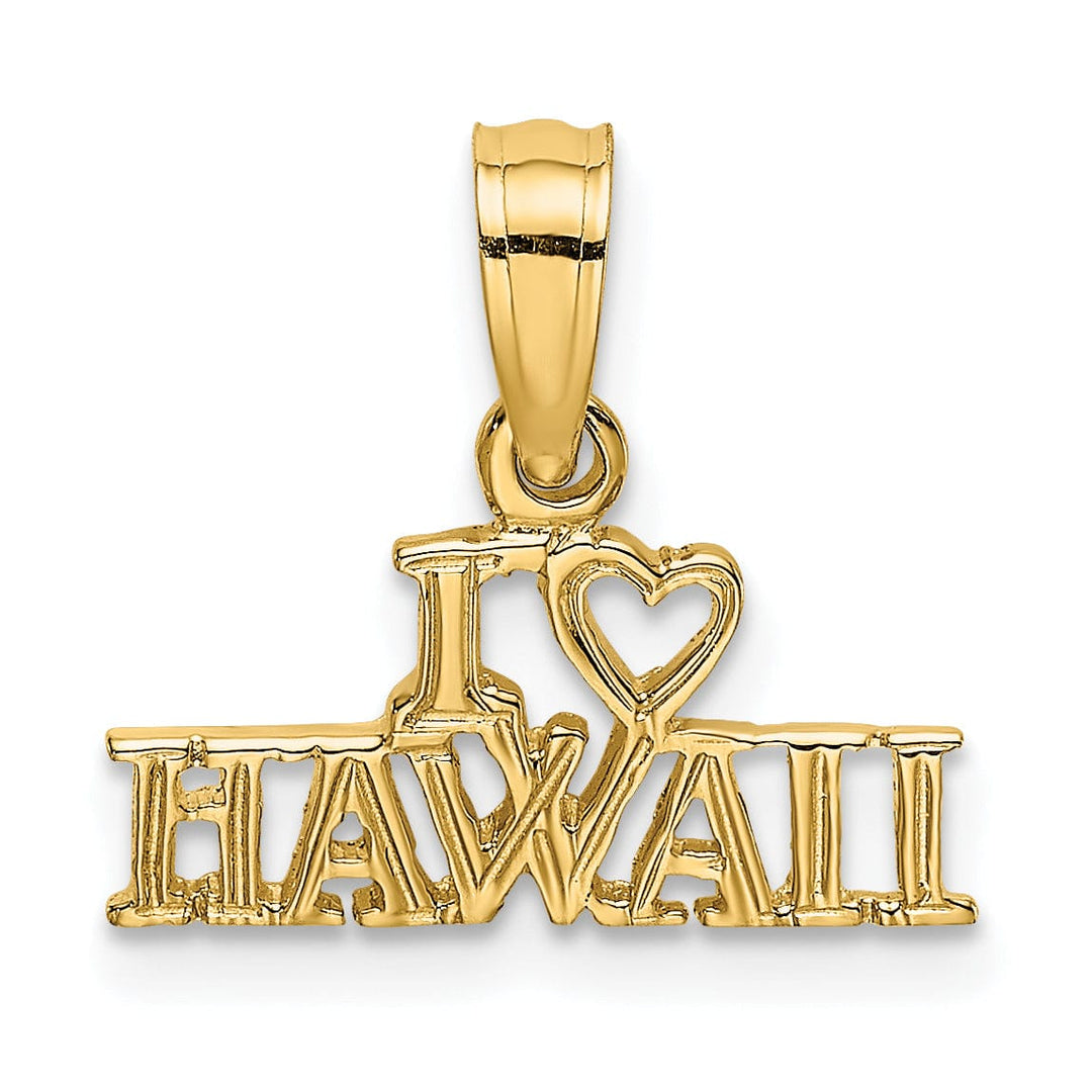 Lovely Rita's Pendants & Charms 14k Yellow Gold Textured Polished Finish I HEART HAWAII Design Charm Pendant