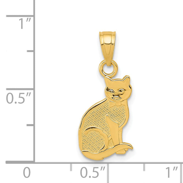 Lovely Rita's Pendants & Charms 14k Yellow Gold Textured Polished Finish I HEART MY CAT Talkin Cat Sitting Pendant