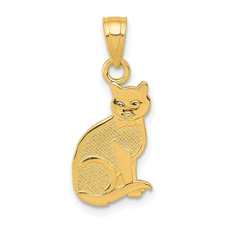 Lovely Rita's Pendants & Charms 14k Yellow Gold Textured Polished Finish I HEART MY CAT Talkin Cat Sitting Pendant