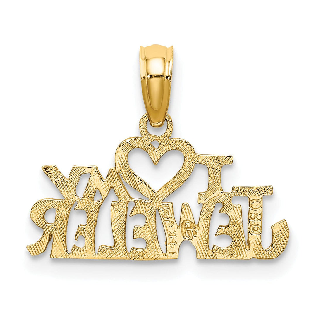 Lovely Rita's Pendants & Charms 14k Yellow Gold Textured Polished Finish I HEART MY JEWELER Charm Pendant