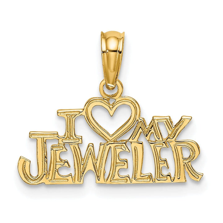 Lovely Rita's Pendants & Charms 14k Yellow Gold Textured Polished Finish I HEART MY JEWELER Charm Pendant