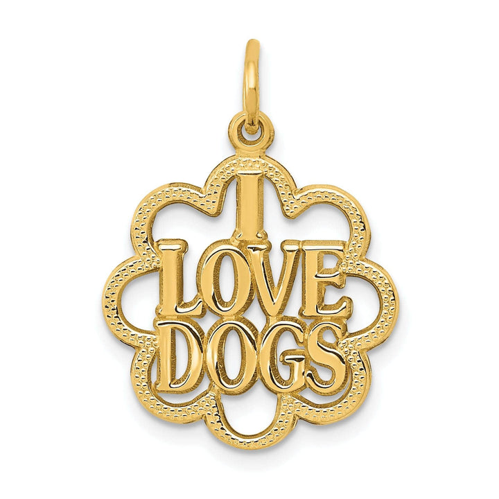 Lovely Rita's Pendants & Charms 14k Yellow Gold Textured Polished Finish I LOVE DOGS Charm Pendant