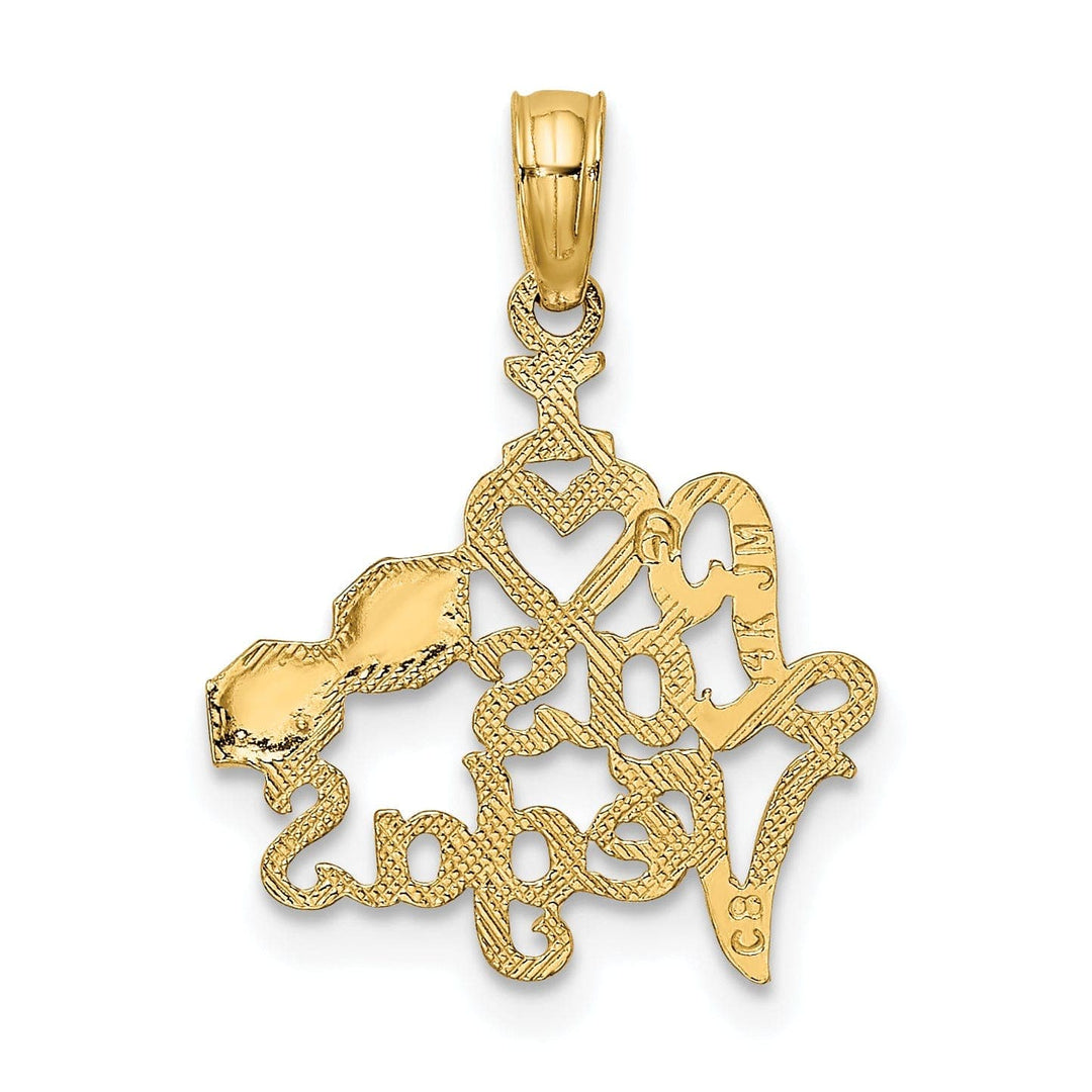 Lovely Rita's Pendants & Charms 14k Yellow Gold Textured Polished Finish I Love LAS VEGAS with Dice Design Charm Pendant