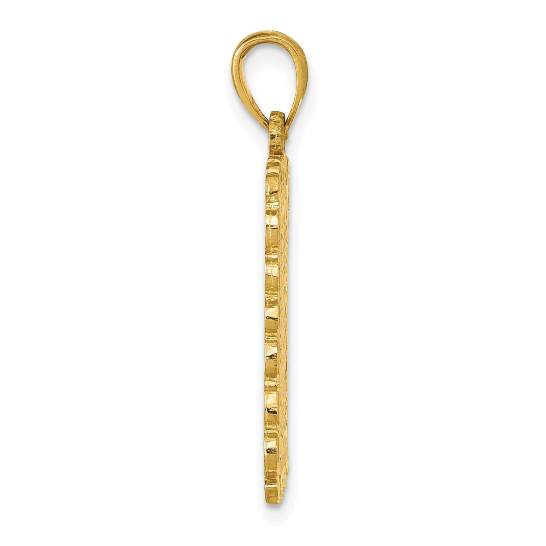 Lovely Rita's Pendants & Charms 14K Yellow Gold Textured Polished Finish Jacks Of Hearts Playing Card Design Charm Pendant