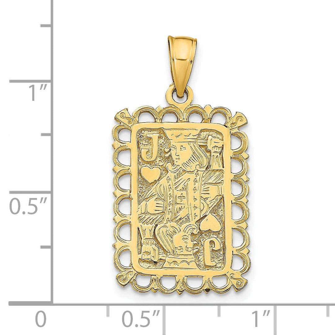 Lovely Rita's Pendants & Charms 14K Yellow Gold Textured Polished Finish Jacks Of Hearts Playing Card Design Charm Pendant