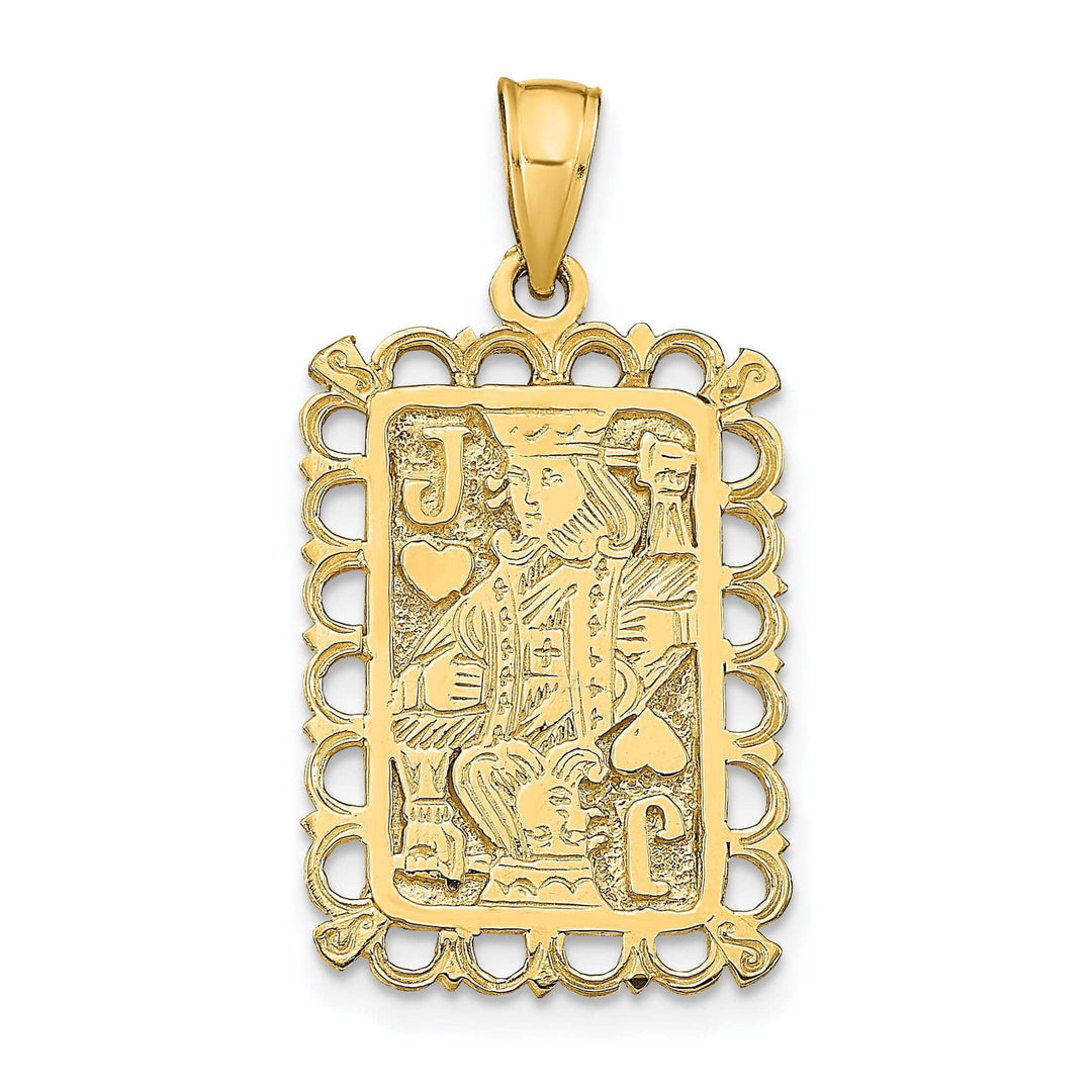Lovely Rita's Pendants & Charms 14K Yellow Gold Textured Polished Finish Jacks Of Hearts Playing Card Design Charm Pendant