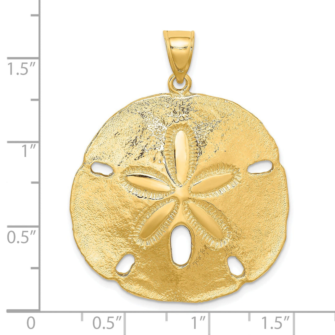 Lovely Rita's Pendants & Charms 14k Yellow Gold Textured Polished Finish Large Sand Dollar Charm Pendant