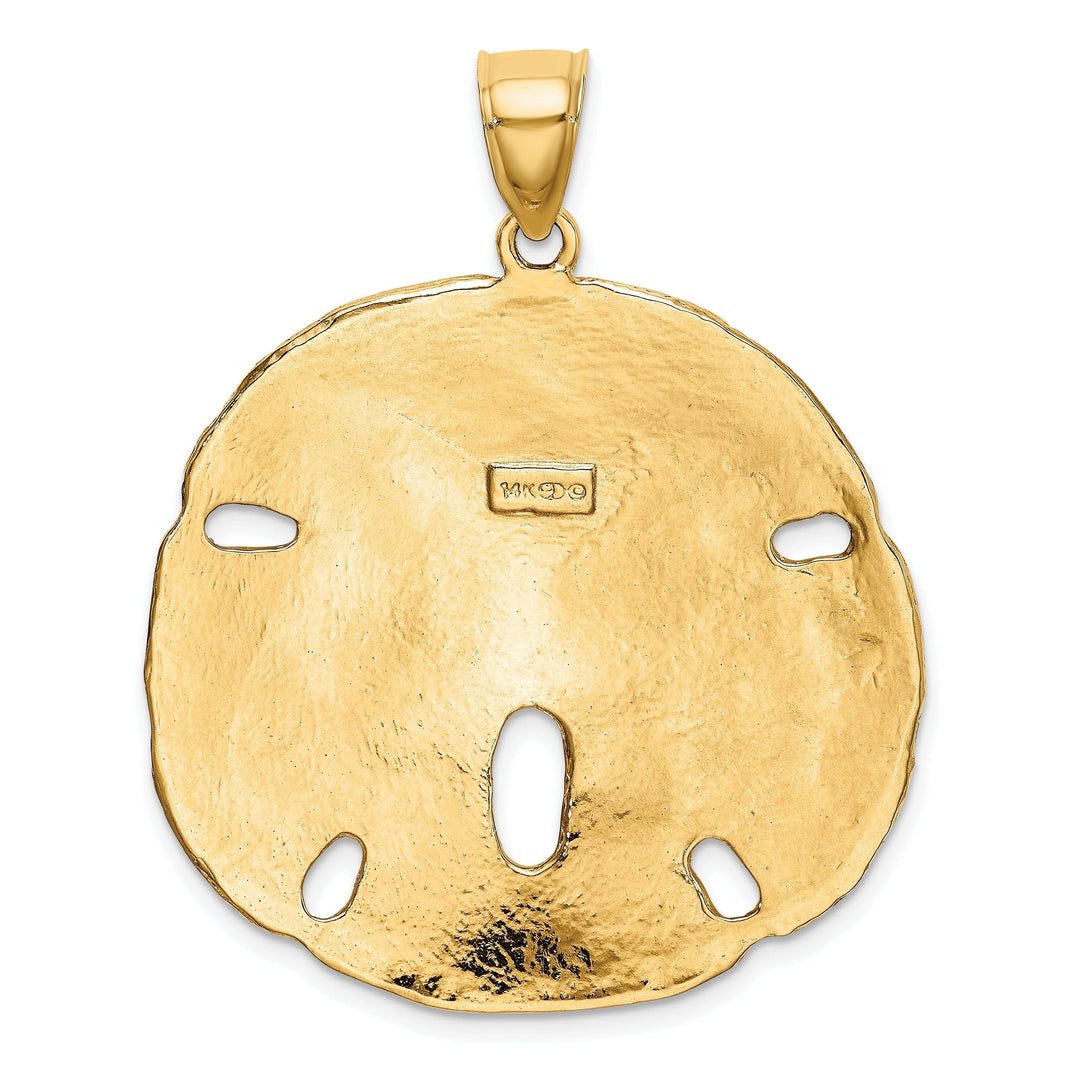Lovely Rita's Pendants & Charms 14k Yellow Gold Textured Polished Finish Large Sand Dollar Charm Pendant