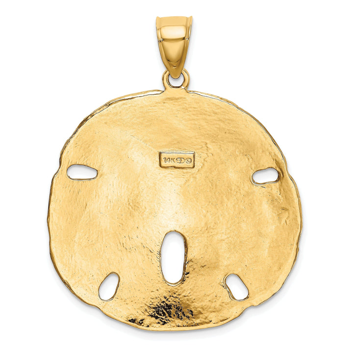 Lovely Rita's Pendants & Charms 14k Yellow Gold Textured Polished Finish Large Sand Dollar Charm Pendant