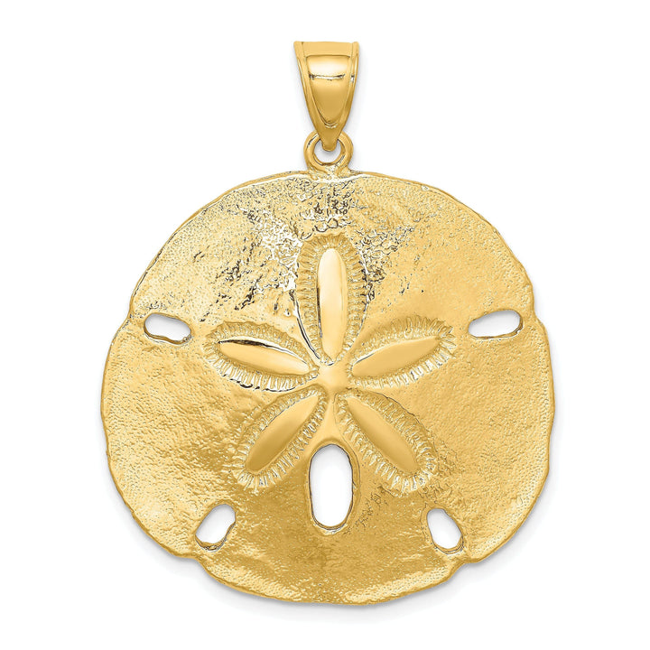 Lovely Rita's Pendants & Charms 14k Yellow Gold Textured Polished Finish Large Sand Dollar Charm Pendant
