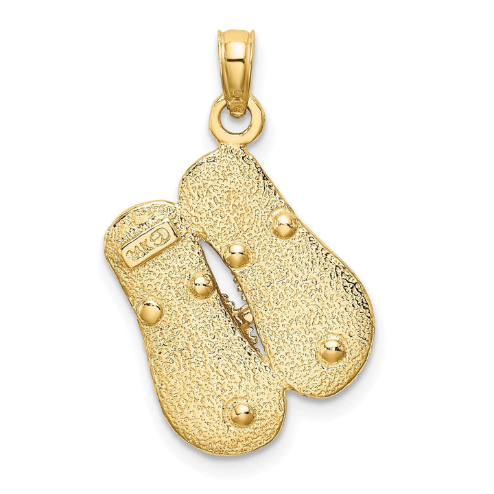 Lovely Rita's Pendants & Charms 14K Yellow Gold Textured Polished Finish Large Size Double Flip-Flop Sandal Charm Pendant