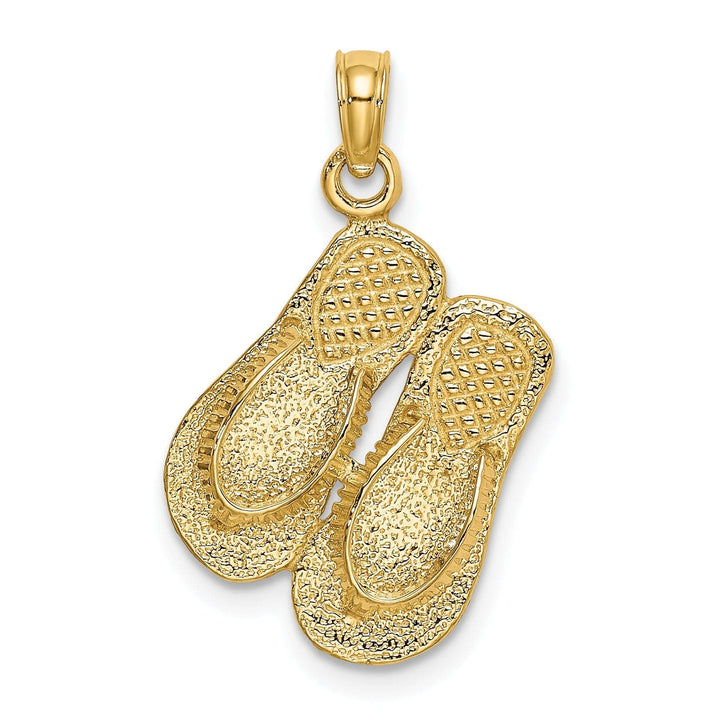 Lovely Rita's Pendants & Charms 14K Yellow Gold Textured Polished Finish Large Size Double Flip-Flop Sandal Charm Pendant