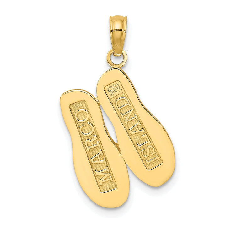 Lovely Rita's Pendants & Charms 14K Yellow Gold Textured Polished Finish Large Size MARCO ISLAND Double Double Flip-Flop Sandles Charm Pendant