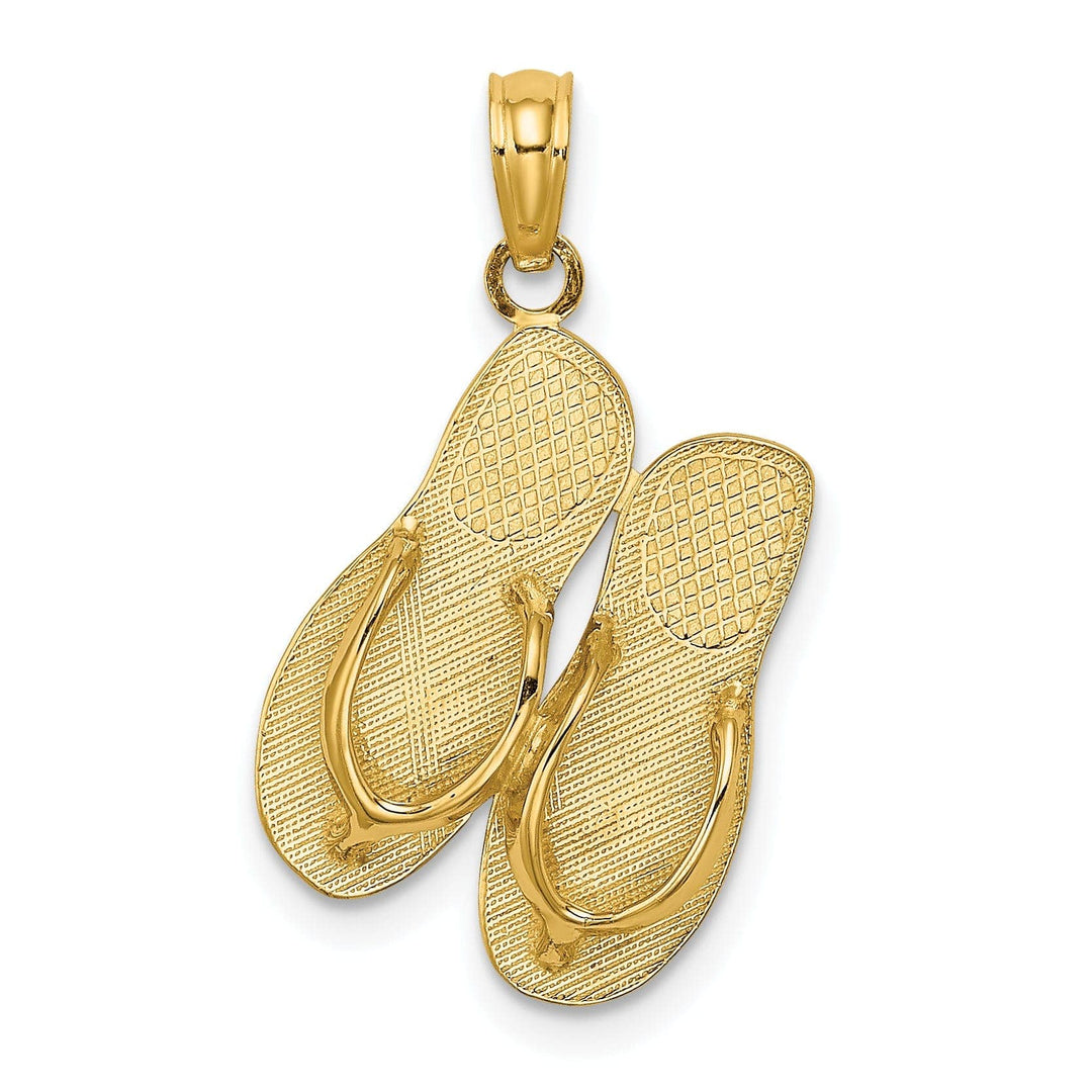 Lovely Rita's Pendants & Charms 14K Yellow Gold Textured Polished Finish Large Size MARCO ISLAND Double Double Flip-Flop Sandles Charm Pendant