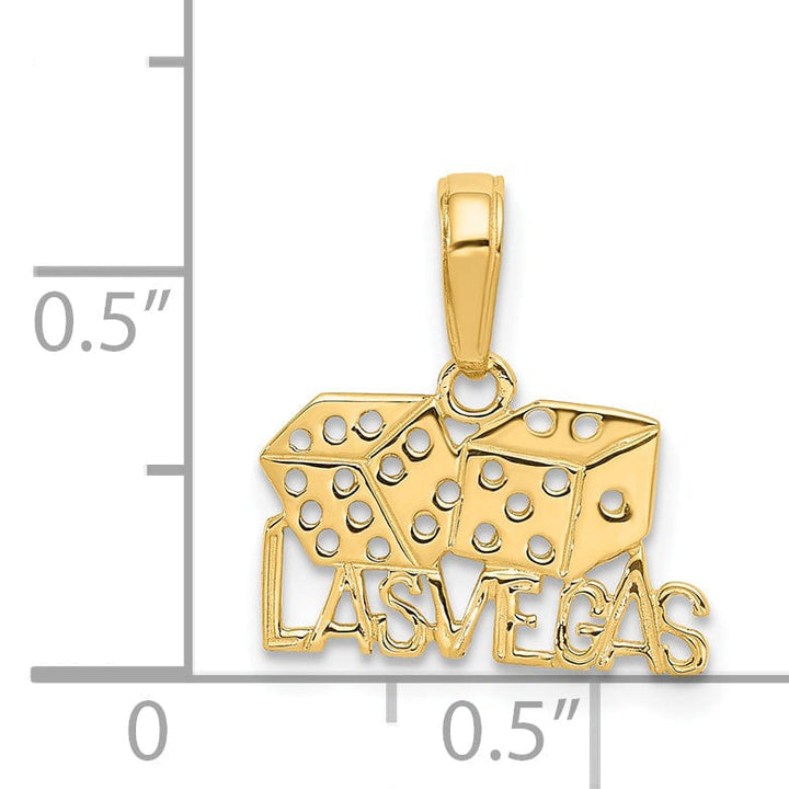Lovely Rita's Pendants & Charms 14k Yellow Gold Textured Polished Finish LAS VEGAS with Dice Design Charm Pendant