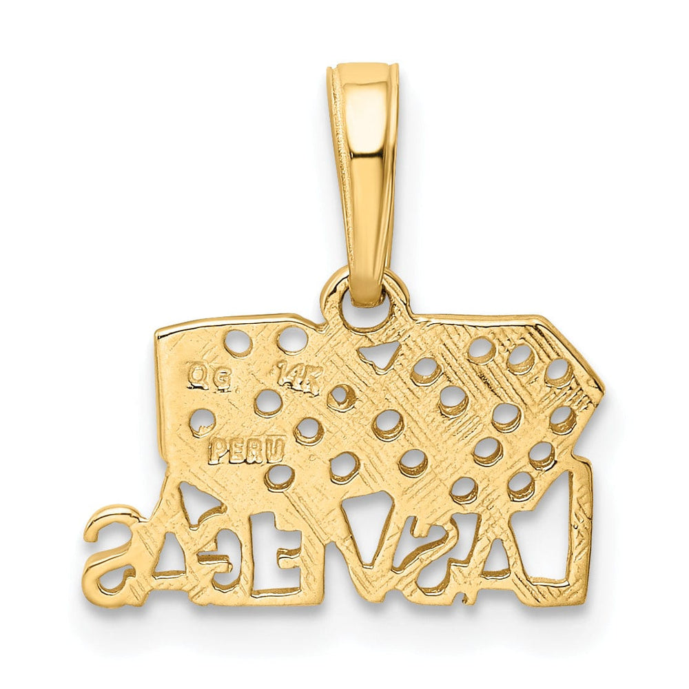 Lovely Rita's Pendants & Charms 14k Yellow Gold Textured Polished Finish LAS VEGAS with Dice Design Charm Pendant