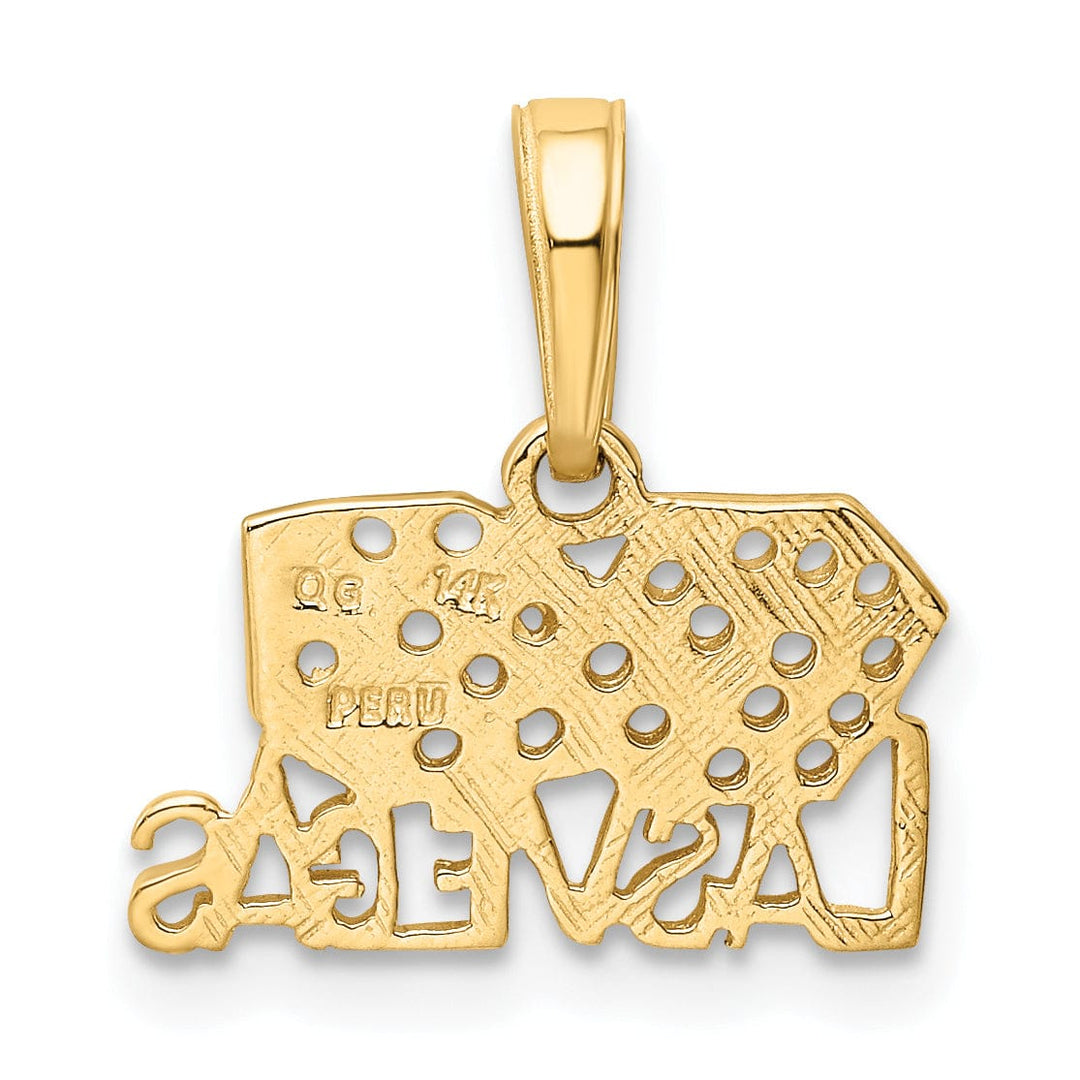 Lovely Rita's Pendants & Charms 14k Yellow Gold Textured Polished Finish LAS VEGAS with Dice Design Charm Pendant