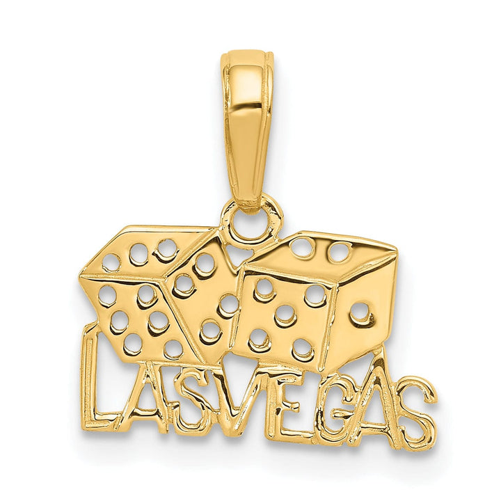 Lovely Rita's Pendants & Charms 14k Yellow Gold Textured Polished Finish LAS VEGAS with Dice Design Charm Pendant