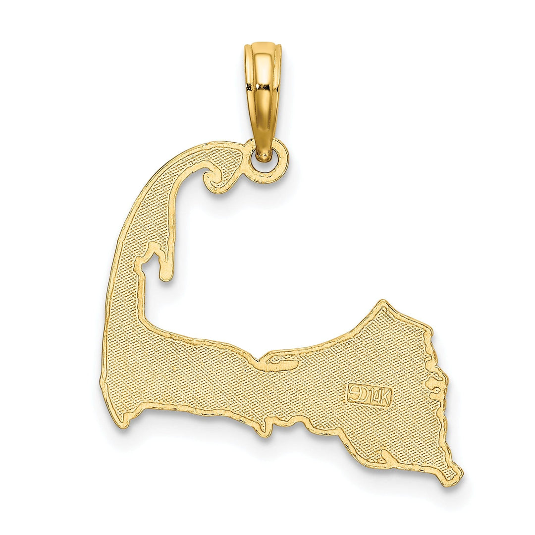 Lovely Rita's Pendants & Charms 14K Yellow Gold Textured Polished Finish Map Shape of CAPE COD Charm Pendant