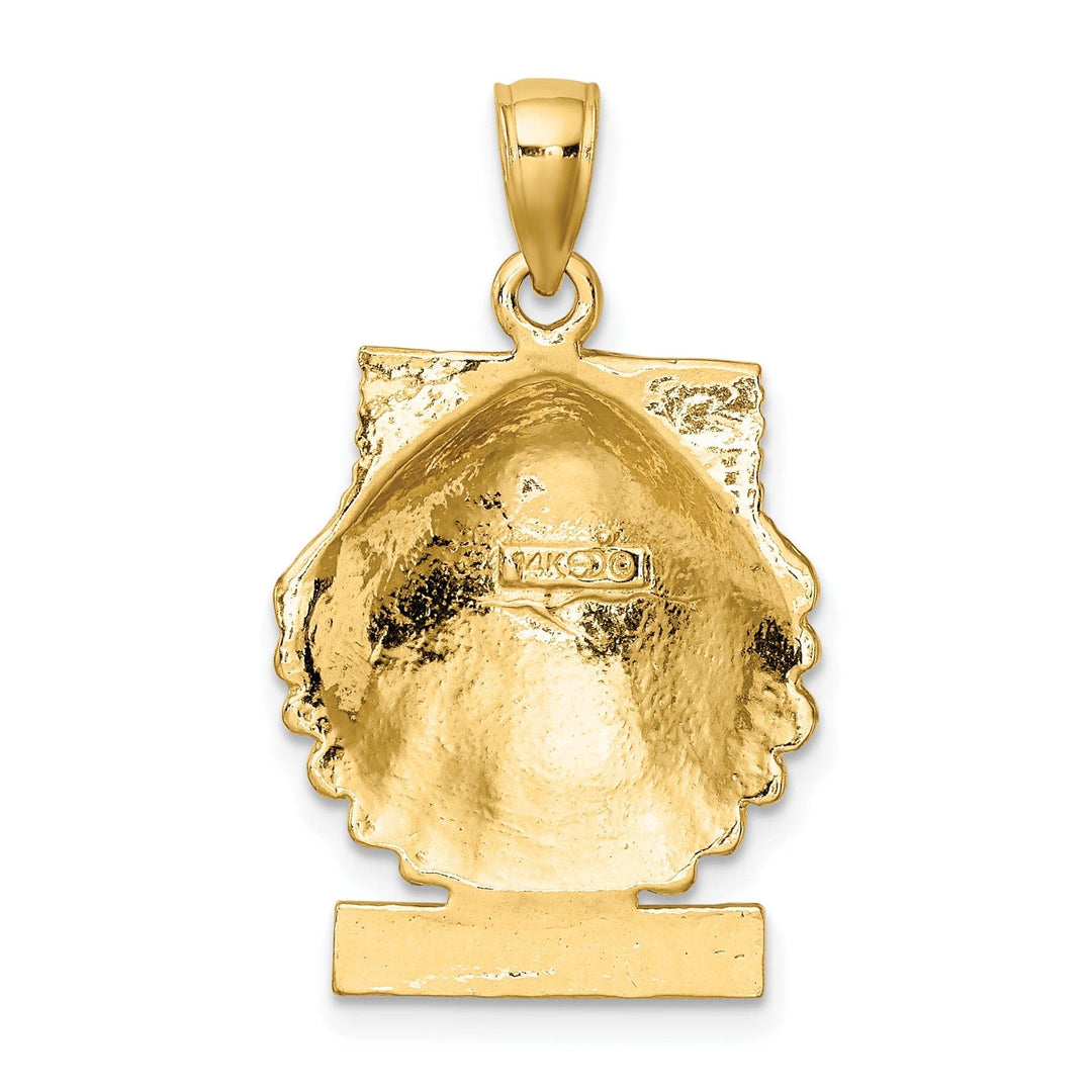 Lovely Rita's Pendants & Charms 14K Yellow Gold Textured Polished Finish MARCO ISLAND on Scallop Sea Shell Design Charm Pendant