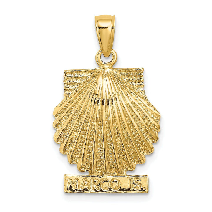 Lovely Rita's Pendants & Charms 14K Yellow Gold Textured Polished Finish MARCO ISLAND on Scallop Sea Shell Design Charm Pendant