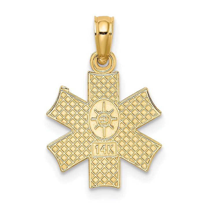 Lovely Rita's Pendants & Charms 14k Yellow Gold Textured Polished Finish Medical Symbol Design Charm Pendant