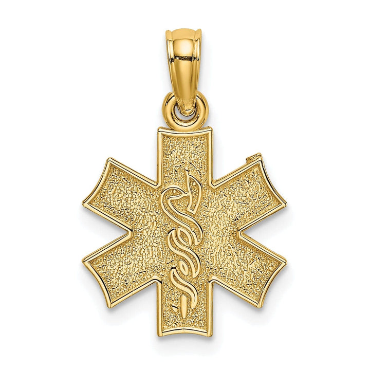 Lovely Rita's Pendants & Charms 14k Yellow Gold Textured Polished Finish Medical Symbol Design Charm Pendant