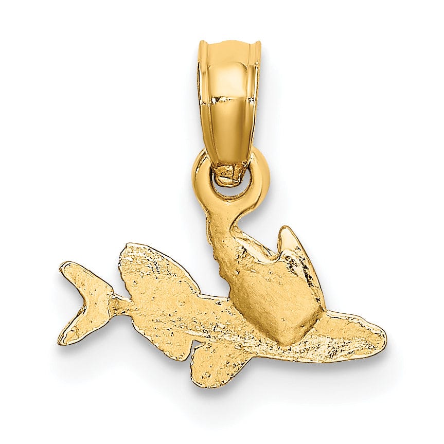 Lovely Rita's Pendants & Charms 14K Yellow Gold Textured Polished Finish Mini Size Flying Fish Charm Pendant