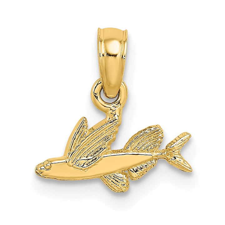 Lovely Rita's Pendants & Charms 14K Yellow Gold Textured Polished Finish Mini Size Flying Fish Charm Pendant