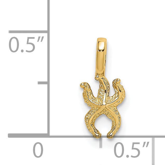 Lovely Rita's Pendants & Charms 14K Yellow Gold Textured Polished Finish Mini Starfish with Fixed Bail Charm Pendant