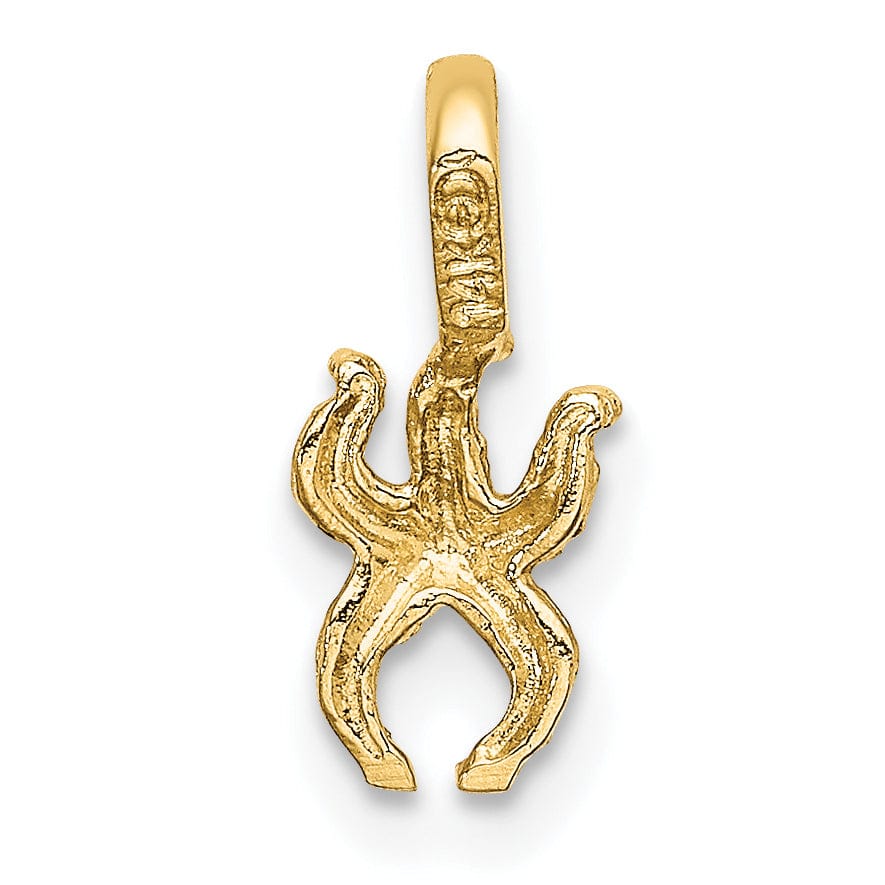 Lovely Rita's Pendants & Charms 14K Yellow Gold Textured Polished Finish Mini Starfish with Fixed Bail Charm Pendant