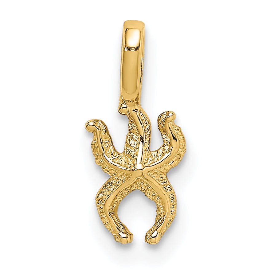 Lovely Rita's Pendants & Charms 14K Yellow Gold Textured Polished Finish Mini Starfish with Fixed Bail Charm Pendant