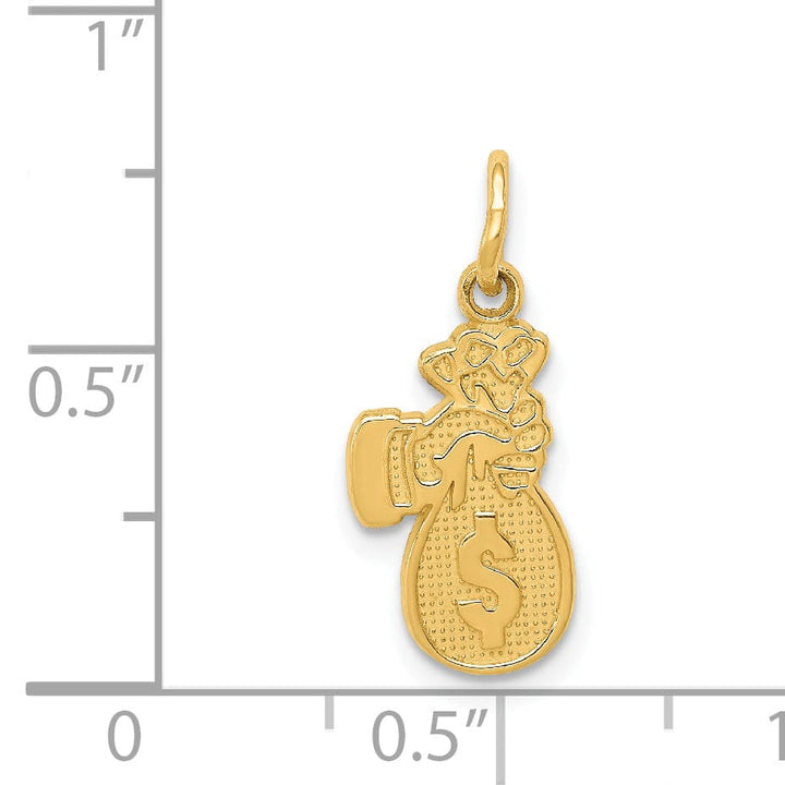 Lovely Rita's Pendants & Charms 14k Yellow Gold Textured Polished Finish Money Bag Charm Pendant
