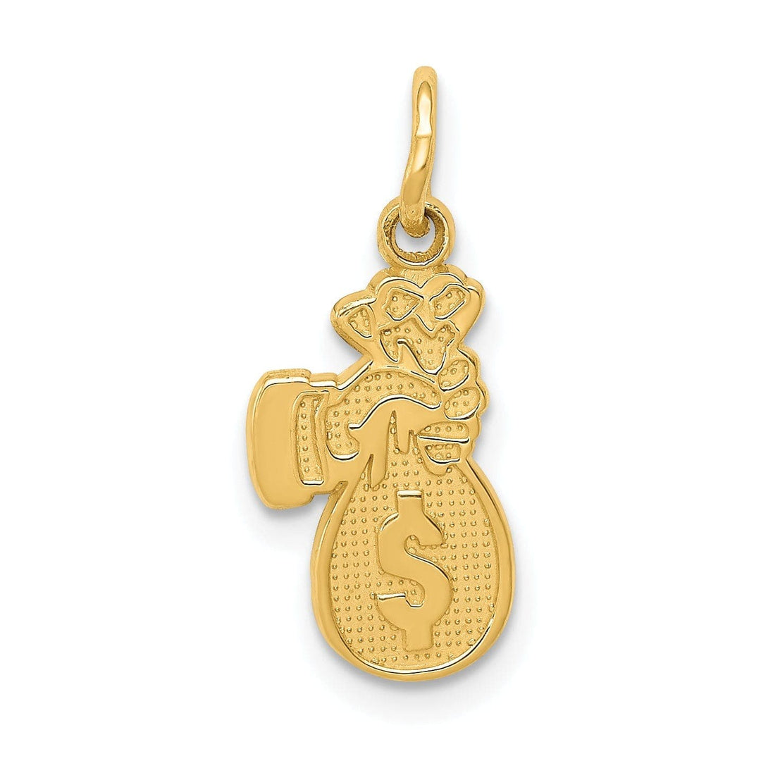 Lovely Rita's Pendants & Charms 14k Yellow Gold Textured Polished Finish Money Bag Charm Pendant
